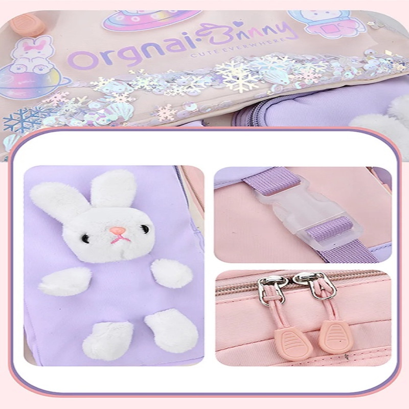 Cute Bunny Backpack Girls Large Capacity Waterproof School Bags